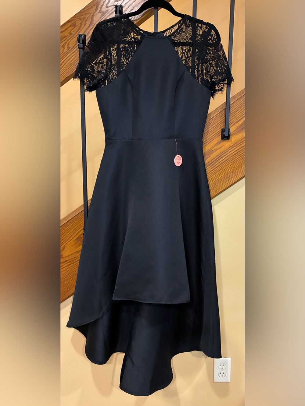 Chi Chi London Georgee Dress High Low Hemline Button Back Black SZ.12 NWT